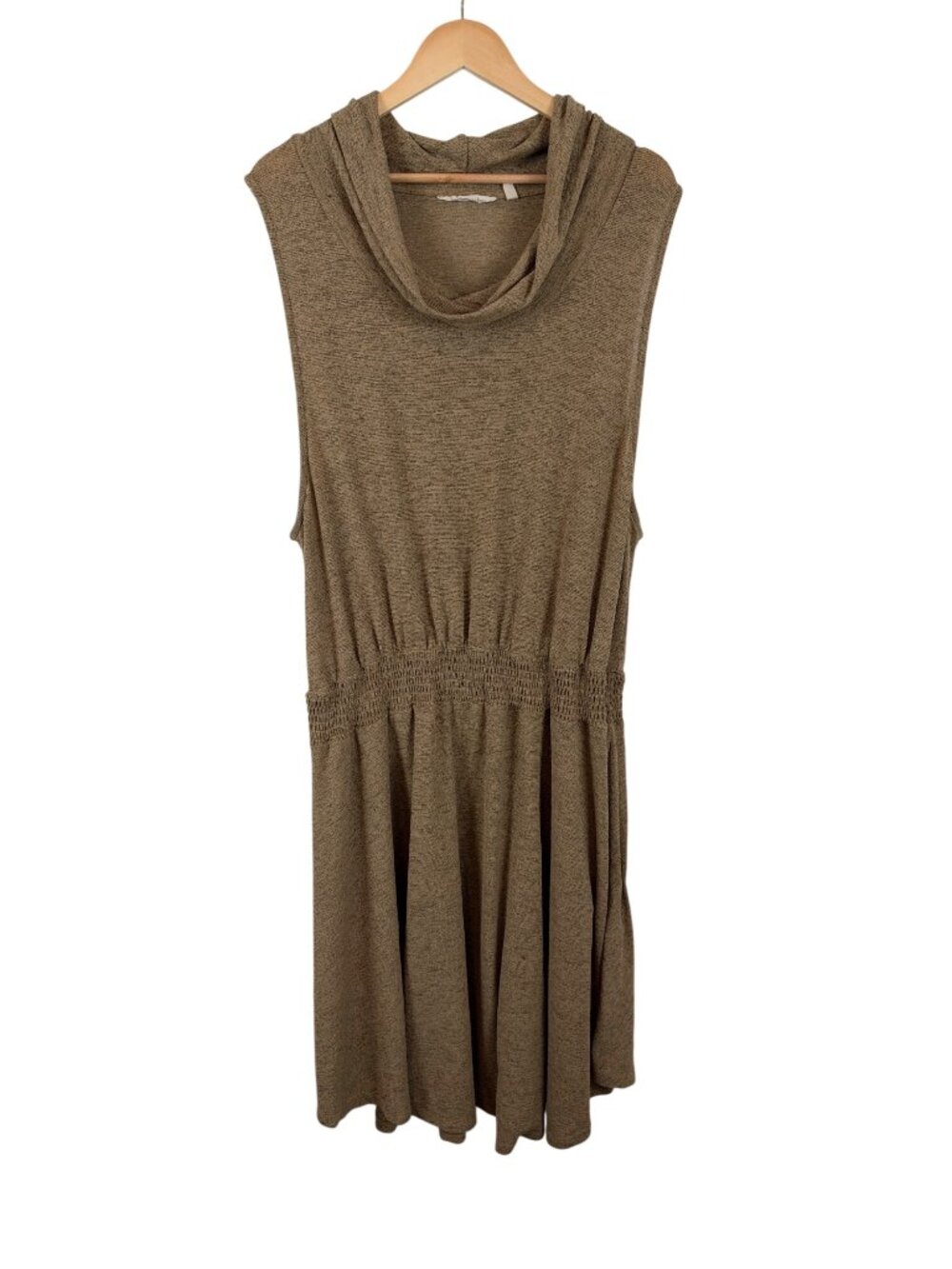 Soft Surroundings Sleeveless Brown Cowl Neck Dress Size 2X Dropped Waist